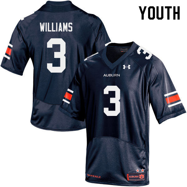 Youth Auburn Tigers #3 D.J. Williams Navy 2019 College Stitched Football Jersey